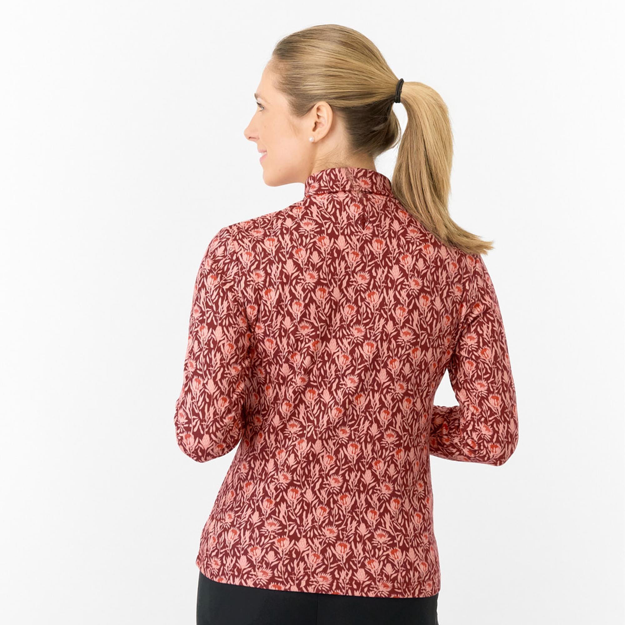 Pure Golf Amy Printed Ladies Roll Neck Base Layer Perennial Fields